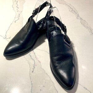 LA FEE Sz 39 Leather Slingback Mules with Buckle Closure NWOT